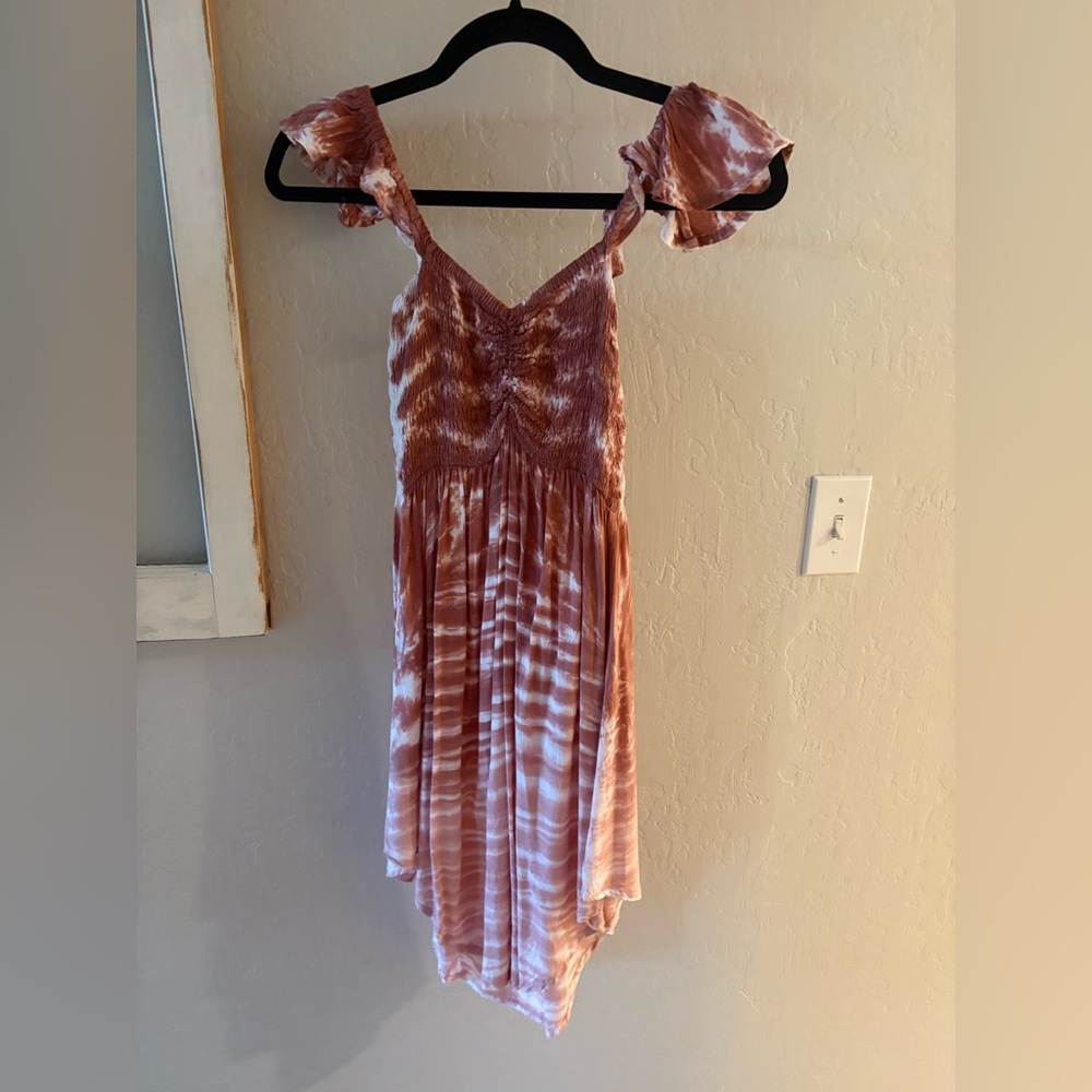 Tiare Hawaii Pink and White Ruffled Tiered Sundress